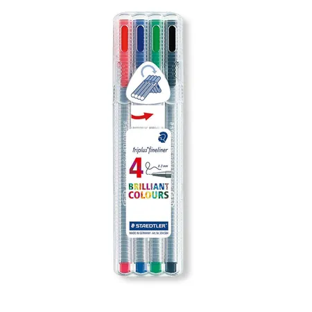 STAEDTLER® 334 SB4 triplus Fineliner, dreikant, 0,3 mm, 4 Stück