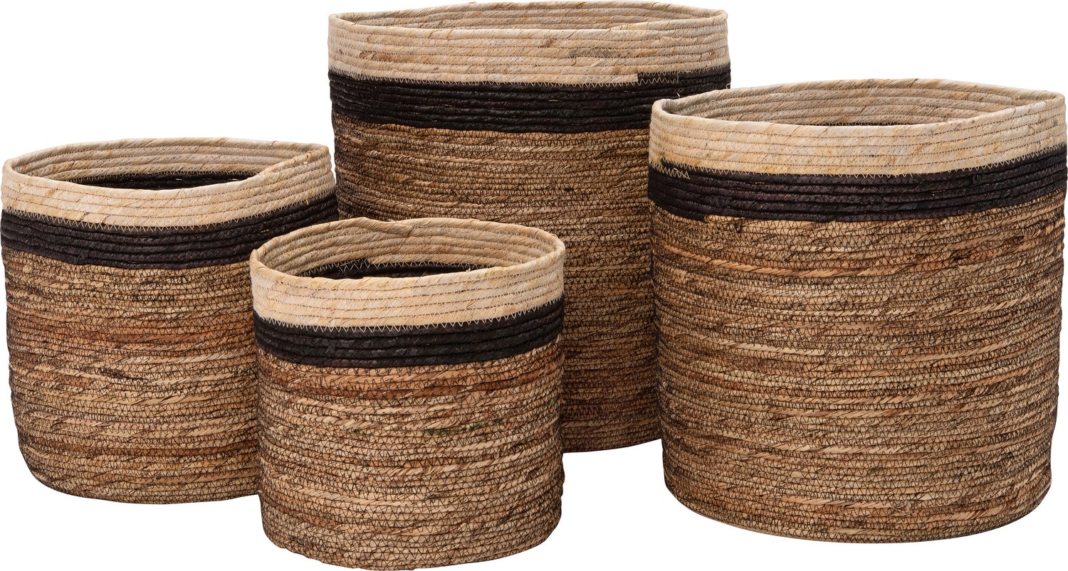 Intratuin opbergmand Pipa naturel / zwart / bruin D 28 H 27 cm