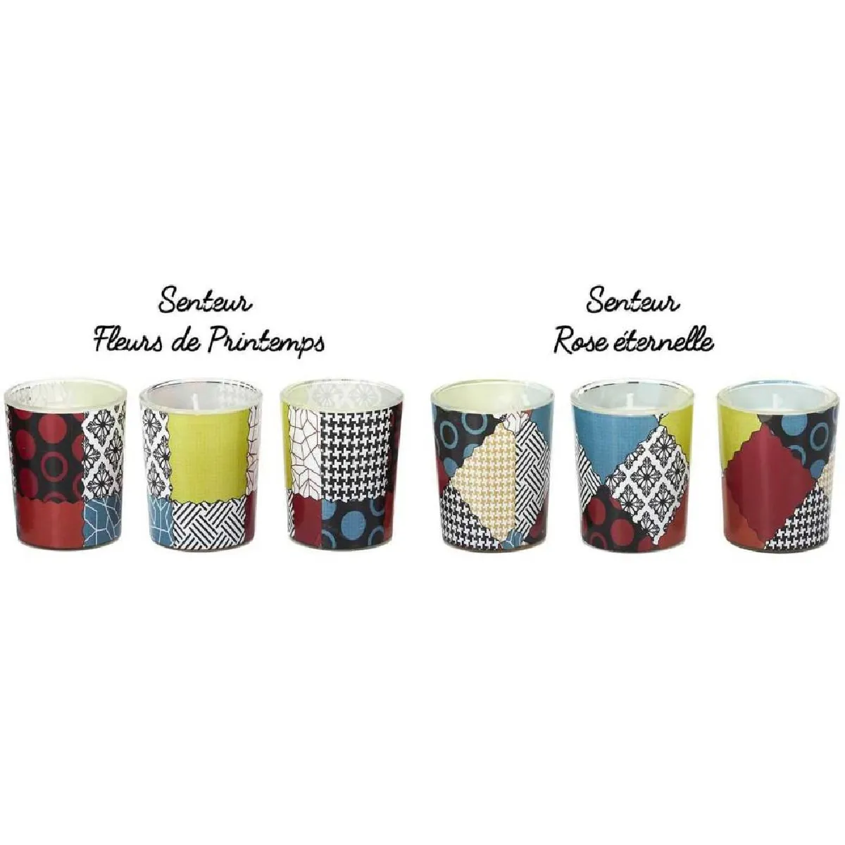 The Home Deco Factory Coffret 6 Bougies Patchwork