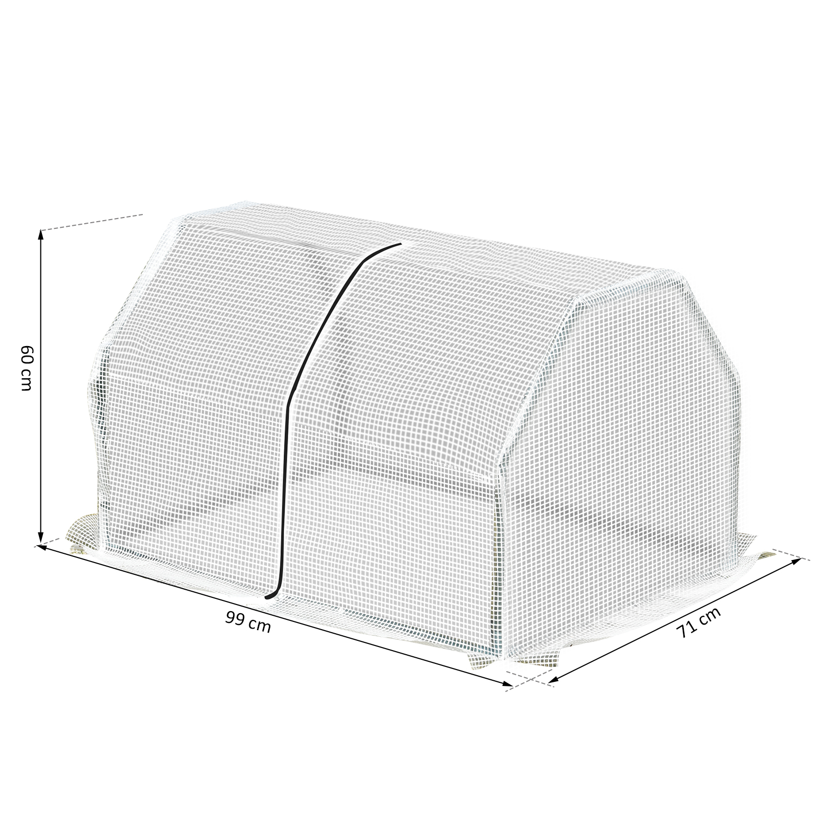 Estufa Outsunny Terrace 100x70x60 cm, pequena, para cultivo doméstico, com zíper, ideal para plantas e flores. Estrutura em aço, cobertura em PE, branca.