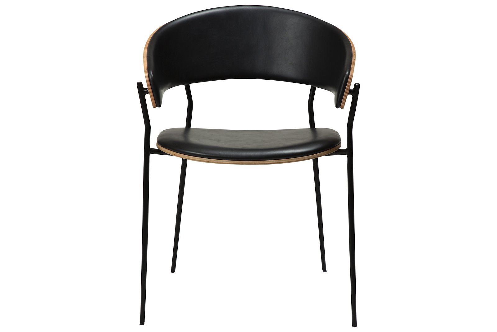 Crib spisestol Med arm. Sort PU med eikefinér rygg og sorte ben