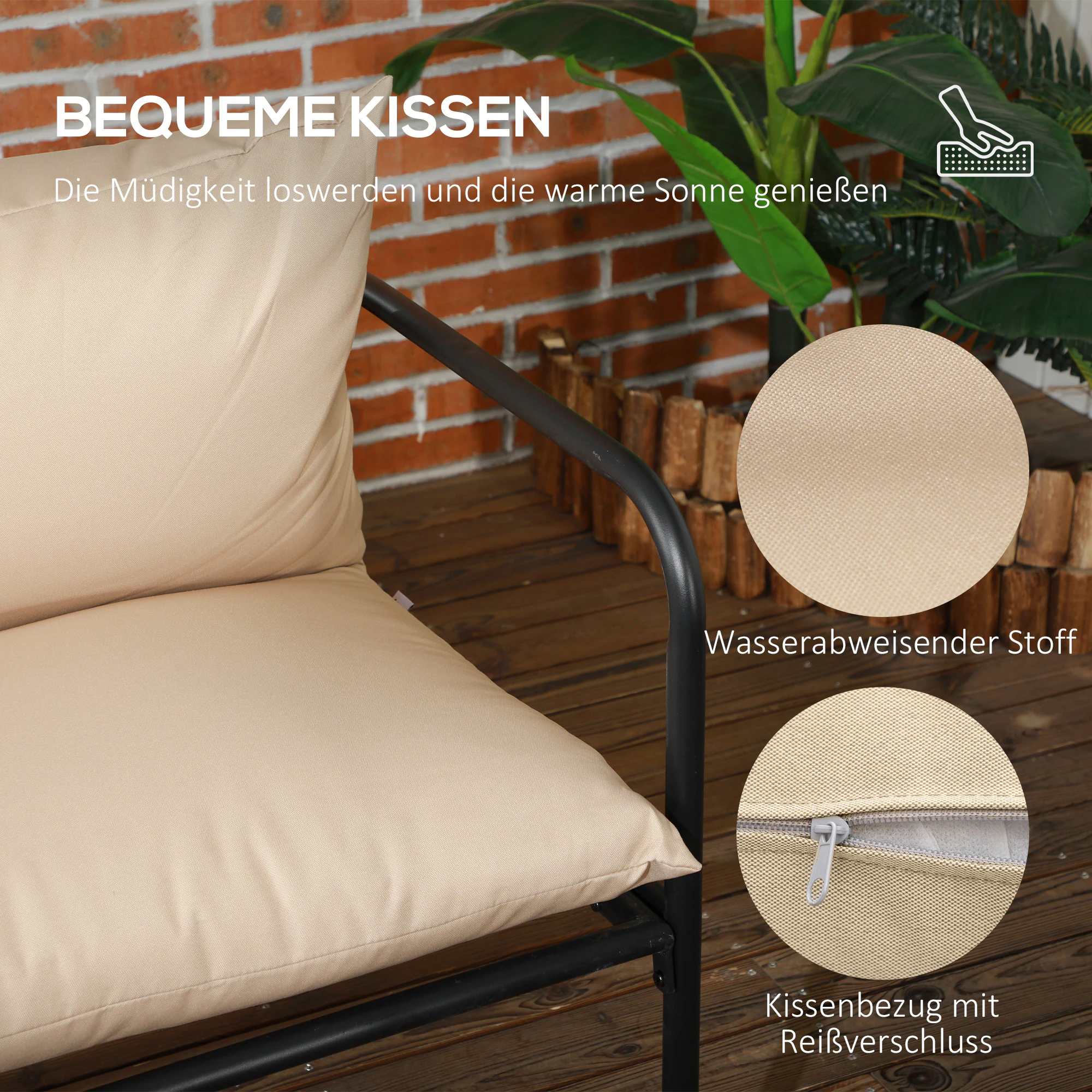 Outsunny Gartenmöbel-Set mit 2 Sessel braun 116L x 58B x 66H cm