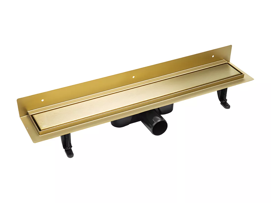 Caniveau de douche BASSO,proche de mur, couleur:doré, longueur:70 cm