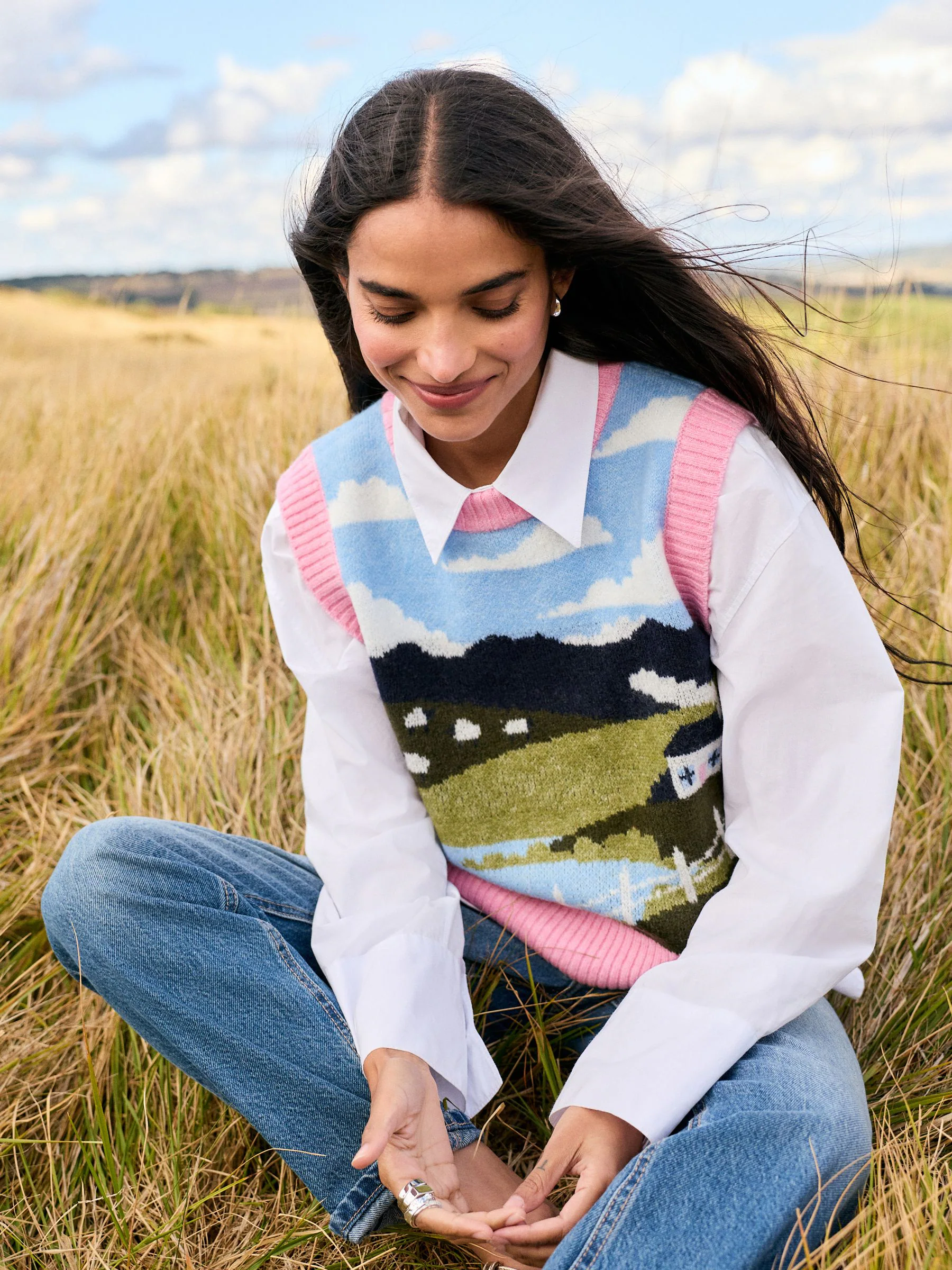 Scène met meerdere landschappen - Sleeveless Knitted Tank With Wool
