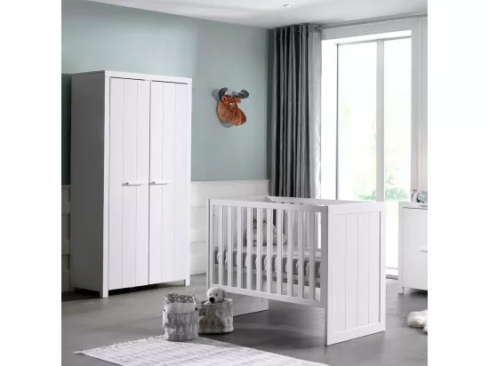 GASTON - Lit Bébé 60x120cm Hauteur Réglable Laqué Blanc