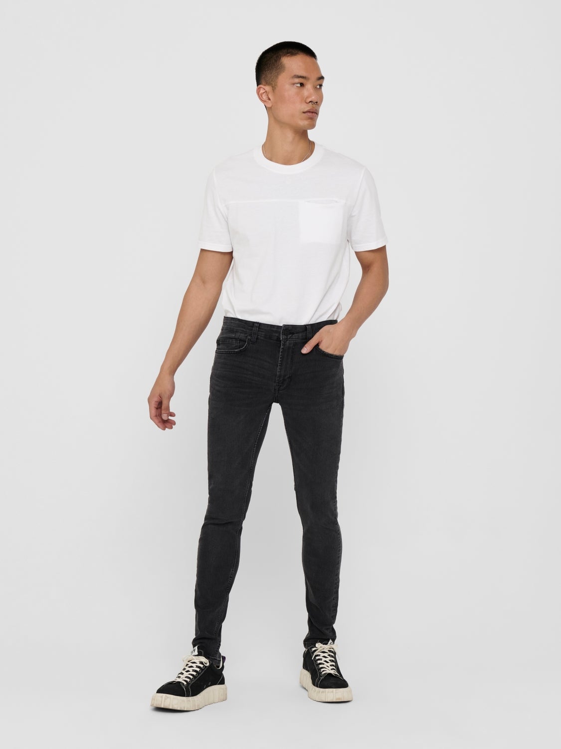 ONSWARP Mittlere Taille Skinny Fit Jeans Grey Denim