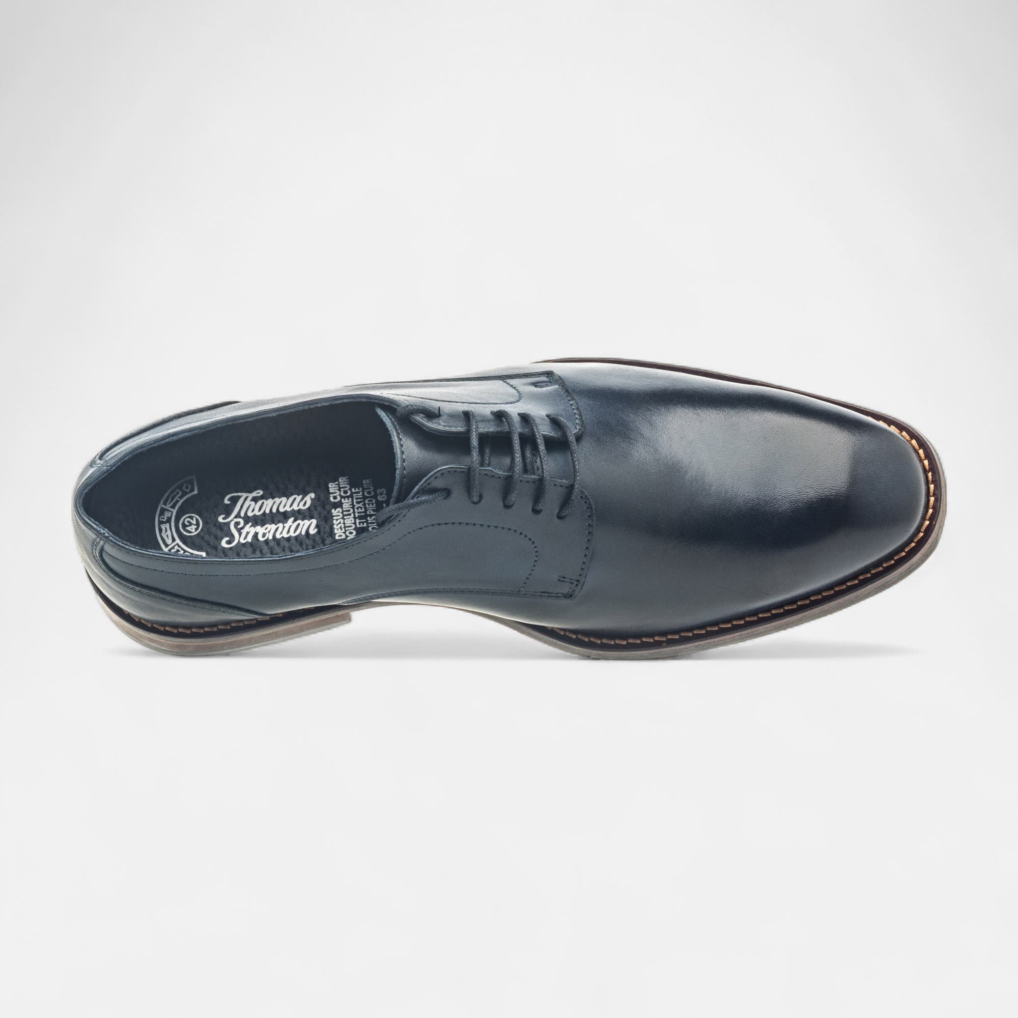 Chaussures habillées cousues Homme en cuir bleu marine