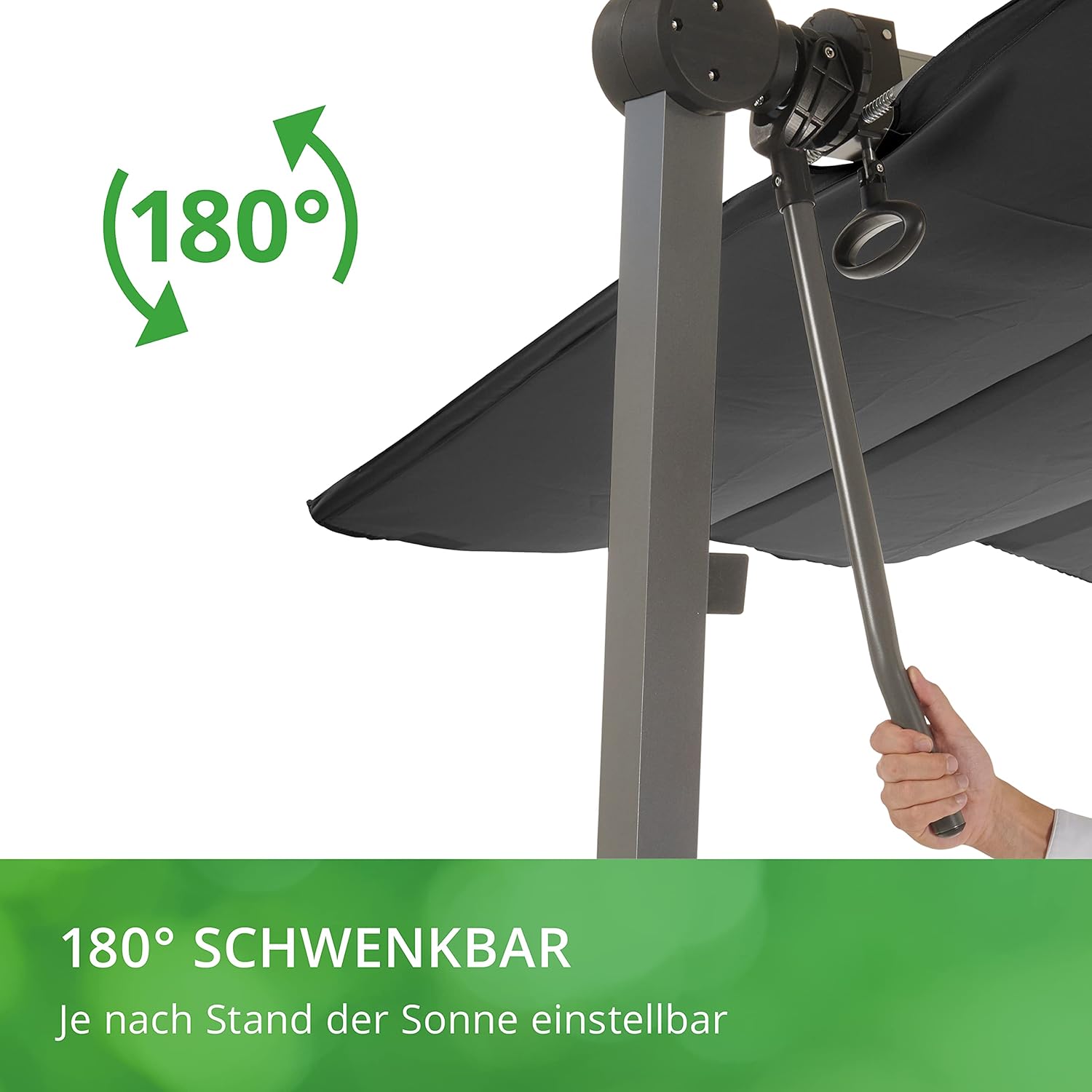 LECO-Standarte Waved – faltbares Sonnendach, 4 x 2,5 m Aluminium-Terrassenüberdachung inkl. Schutzhülle – Anthrazit