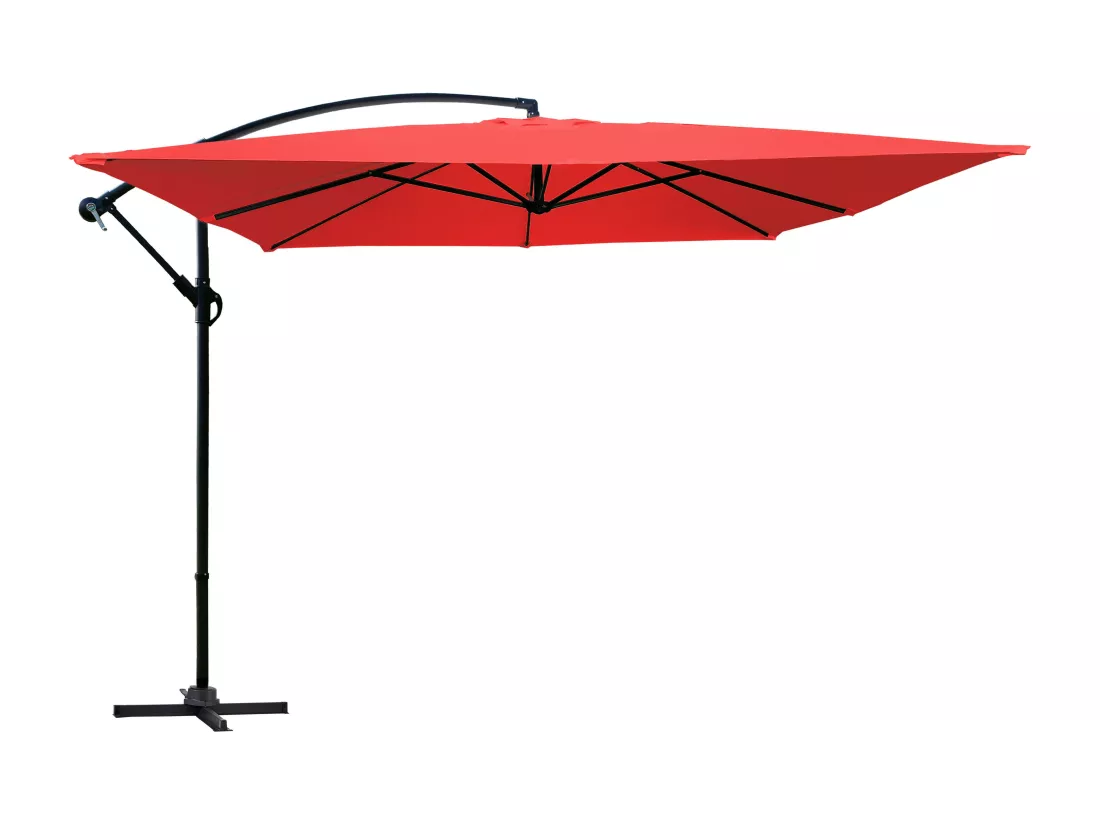 Parasol déporté 3x3m aluminium rouge - Genova