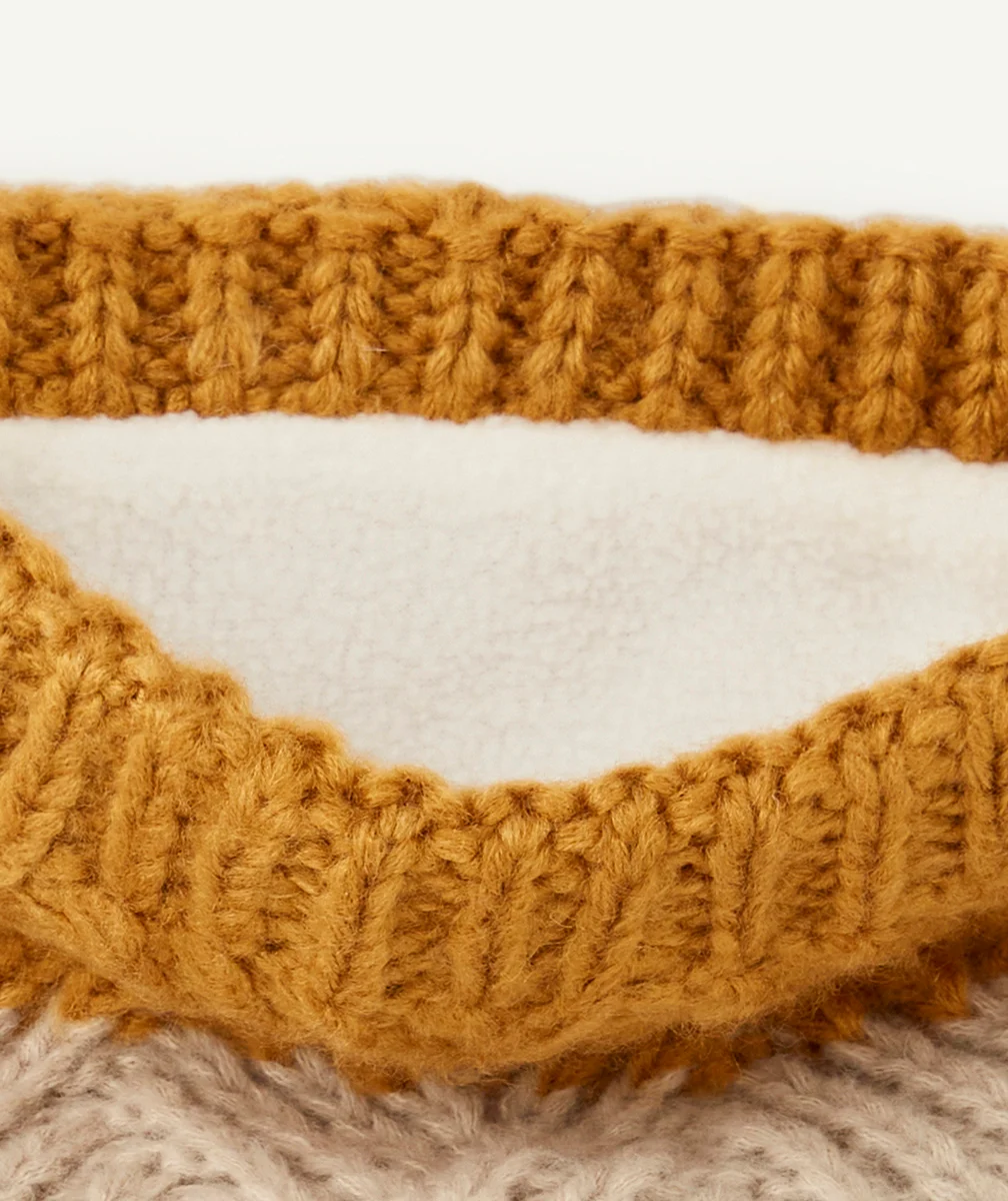 SNOOD GARÇON TRICOT EN FIBRES RECYCLÉES BLEU GRIS ET OCRE