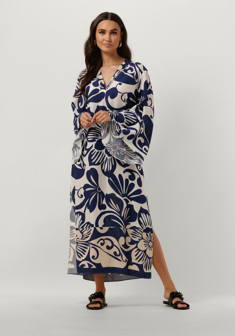 ACCESS blauw/wit gestreepte access midi jurk loose printed dress