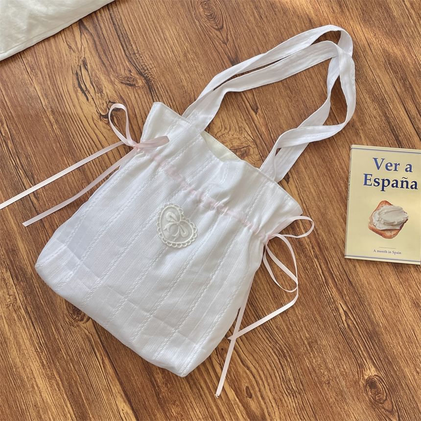 TangTangBags - Strik Hart Applicatie Trekkoord Tote Bag