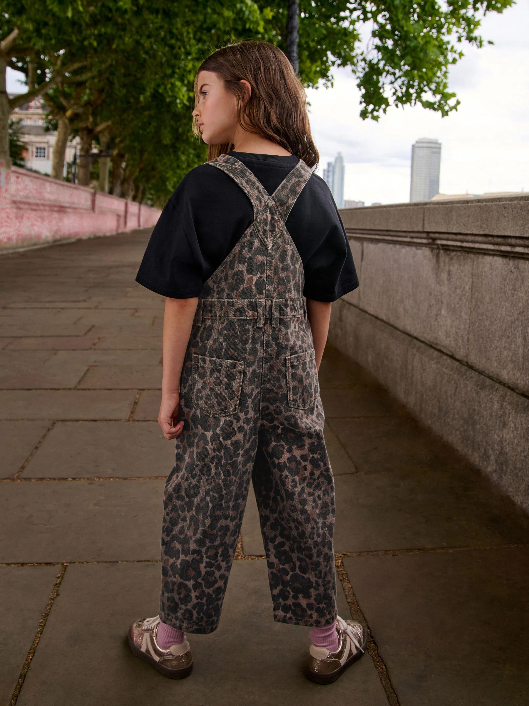 Chocoladebruin - Animal Print Dungaree (3-16yrs)