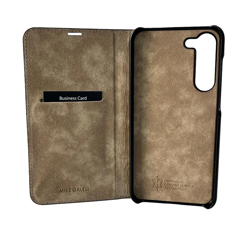 Samsung Galaxy S23 5G Echtleder Book Case Tasche Flip Cover Hand Made (MARCS23-M01) - Schwarz
