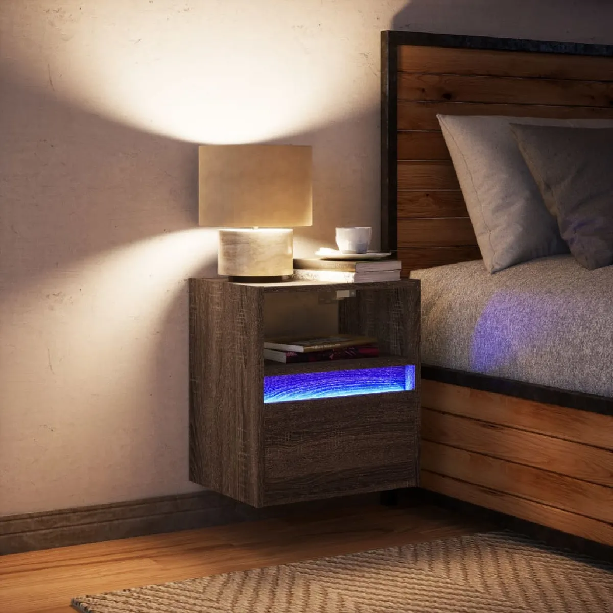 VIDAXL Table de chevet murale LED