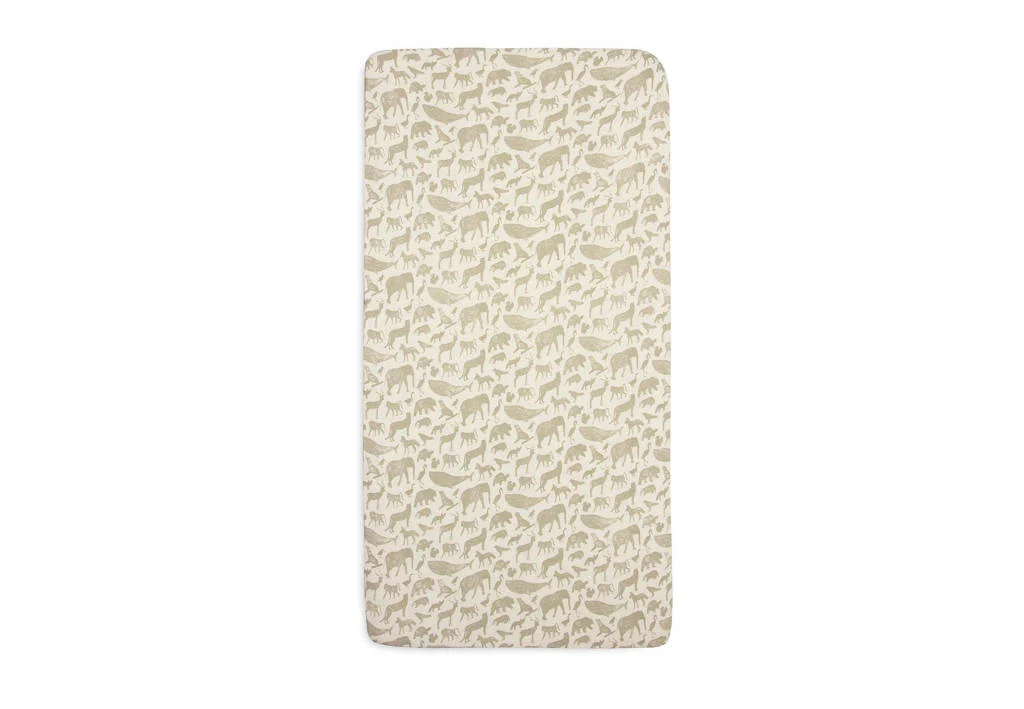katoenen jersey wieg hoeslaken 40/50x80/90cm Animals - Olive Green