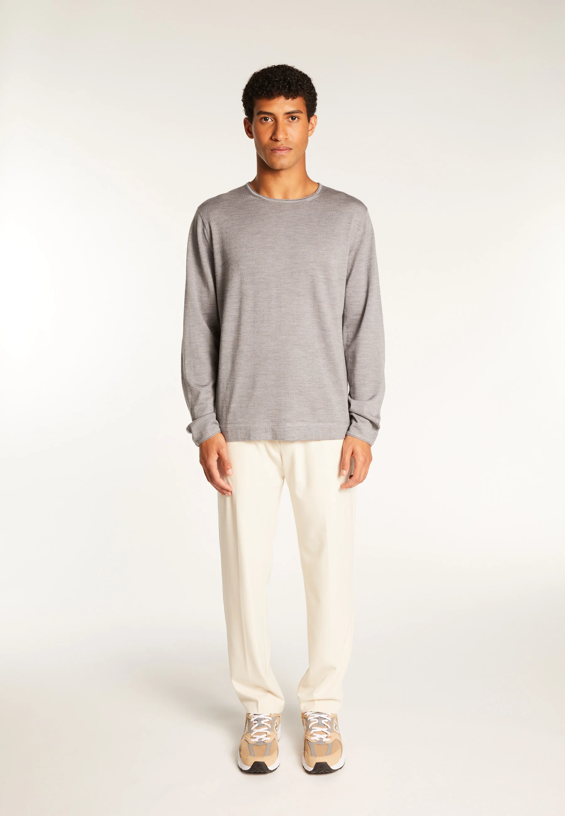 ERINAH24 - Pull col rond en laine mérinos | Gris