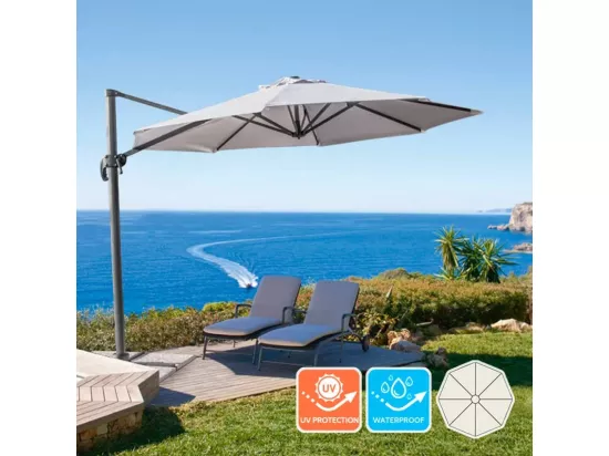 Parasol déporté de jardin 3 mètres en aluminium Siro
