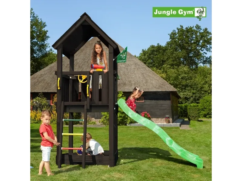 Jungle Gym Club legetårn komplet ekskl. rutschebane, grundmalet sort (806-284B)