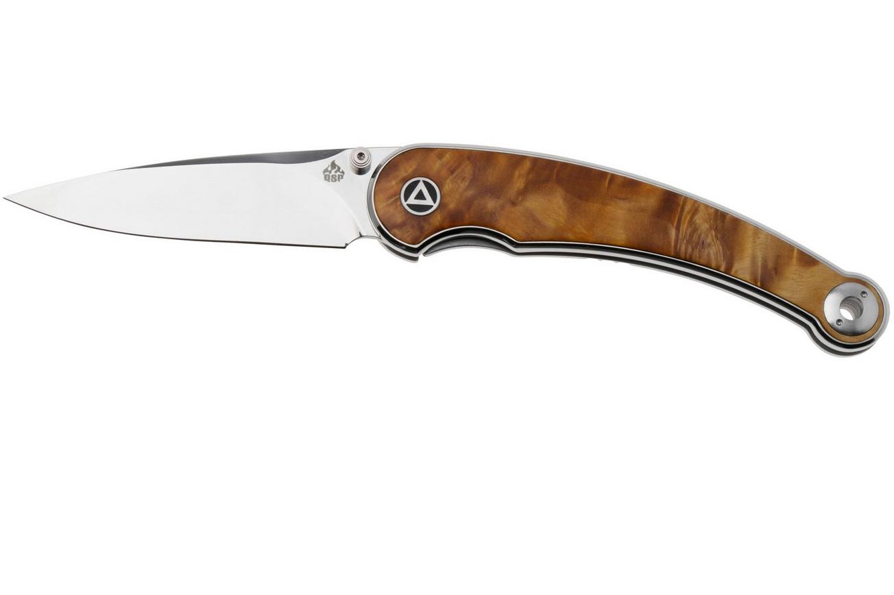 QSP Knife Dolphin 161-B Polished 14C28N, Stabilized Wood, zakmes