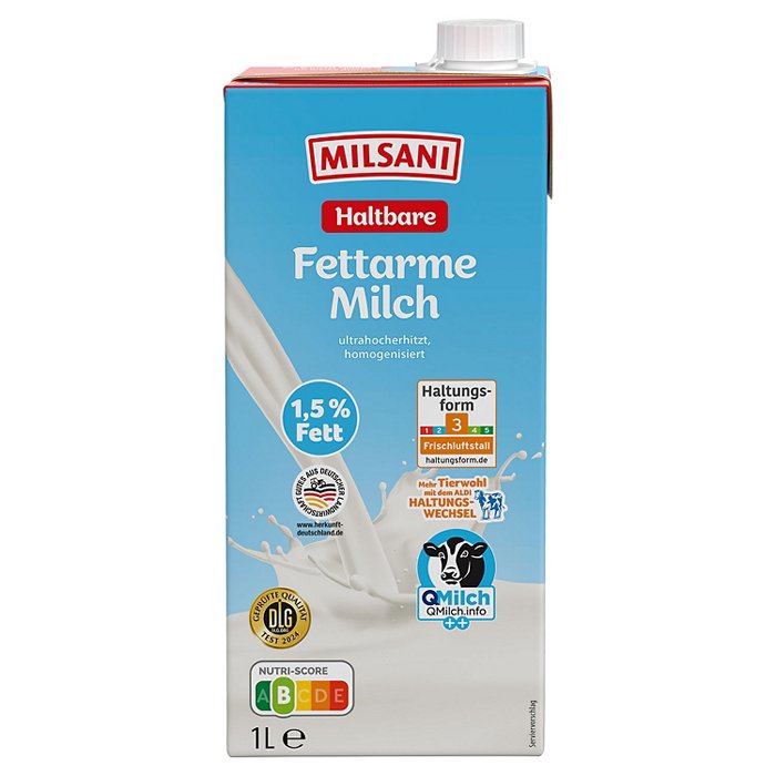 MILSANI H-Milch 1,5 % haltbare fettarme Milch 1 l
