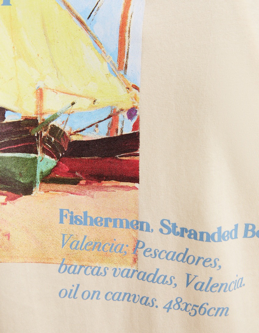Camiseta de manga curta com estampa Joaquín Sorolla e modelagem quadrada.