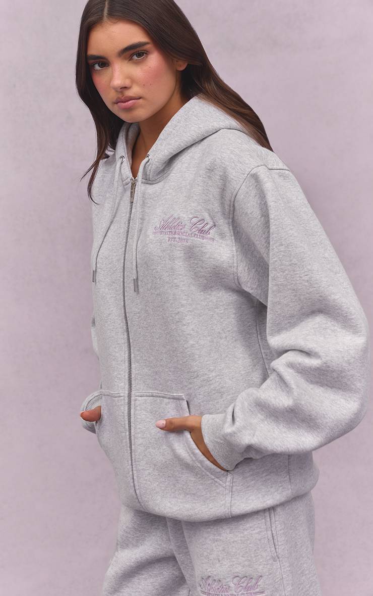 Gris Cendré Sweat À Casynthétiqueche Zippé Oversize En Molleton De Coton Athletics Club