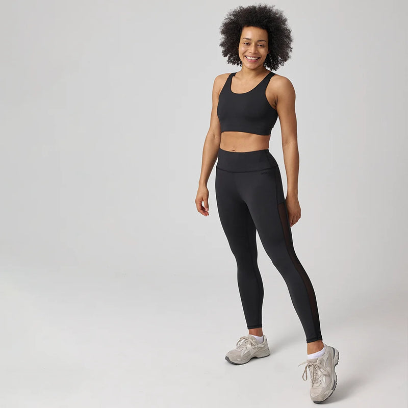 Sport-BH Mesh aus recyceltem Polyester Schwarz
