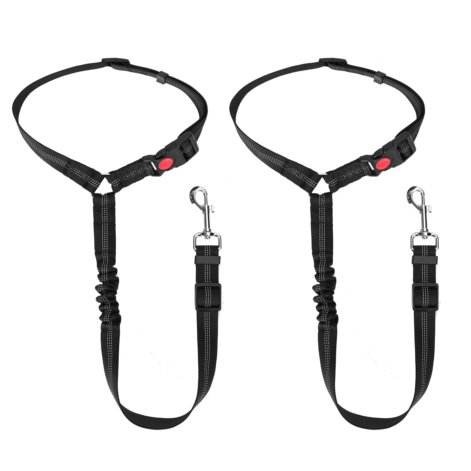 Nobleza - Cinto de Segurança Automotivo para Cães, Arnês para Cães com Elástico e Faixas Refletoras, 2 Peças de Correias de Segurança Ajustáveis para Encosto de Cabeça do Carro, Preto