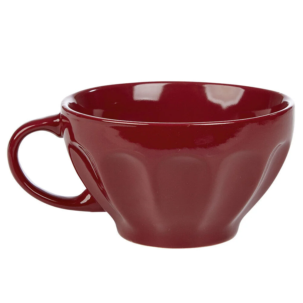 Jumbo en faïence côtelé 55 cl uni rouge