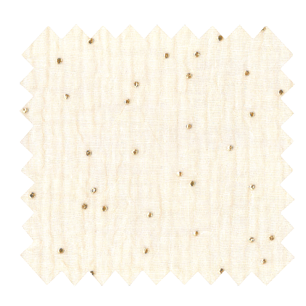 Tissu Coton Au Mètre Gaze Pois Or Écru
