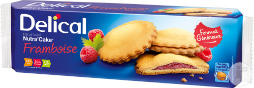 Delical Nutra'Cake Biscuit Fourré Framboise Sachets Fraîcheur 3x3 Pièces
