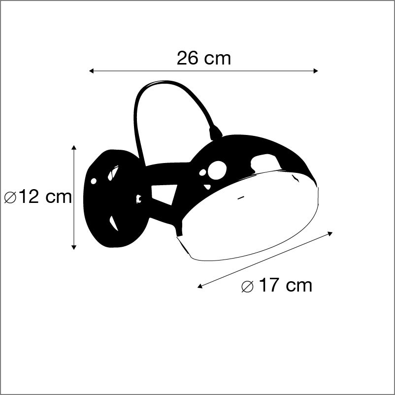 Set van 4 verstelbare zwarte wand- en plafondspots - Biker 1