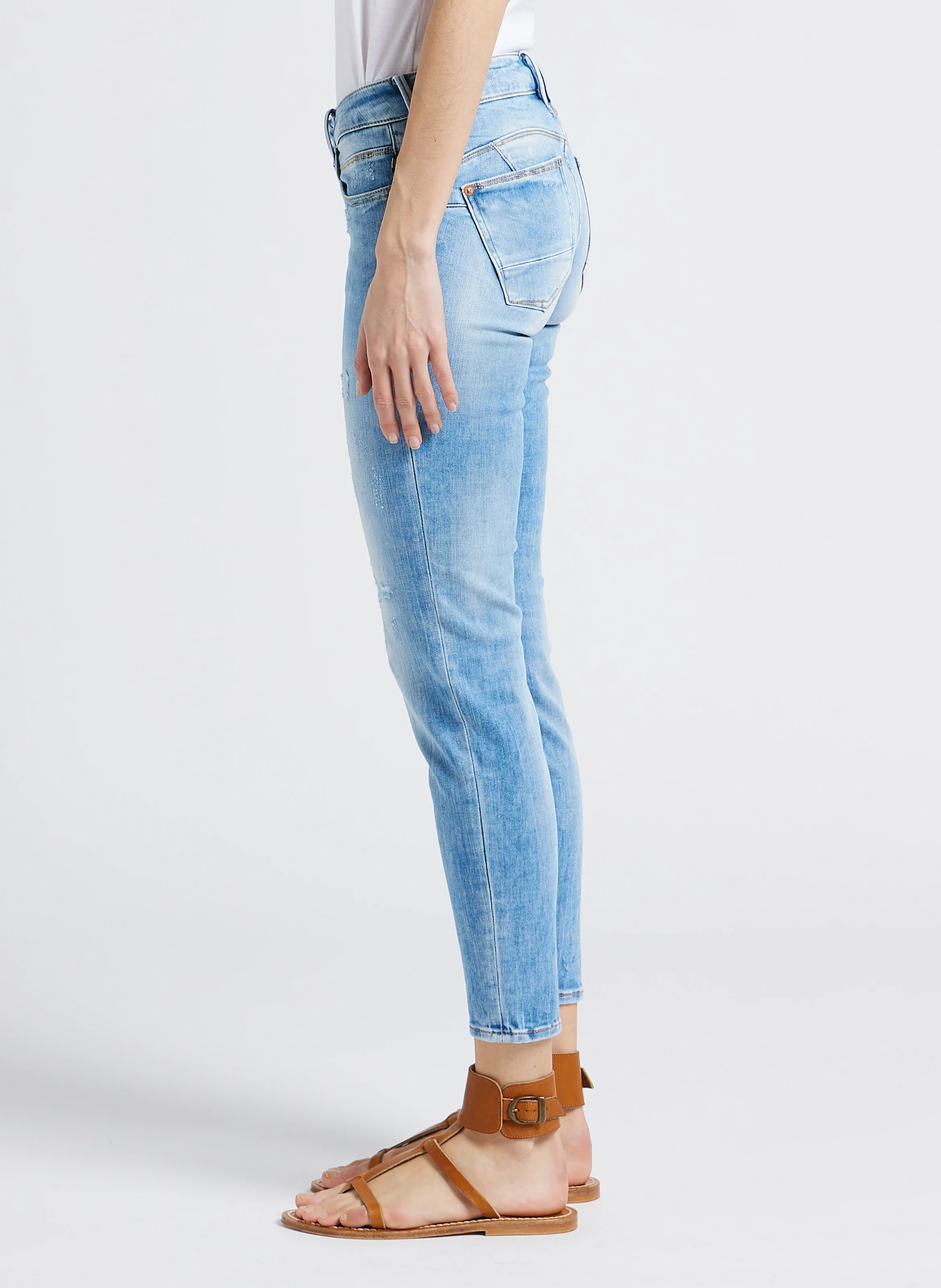 Jean slim taille basse| Bleu