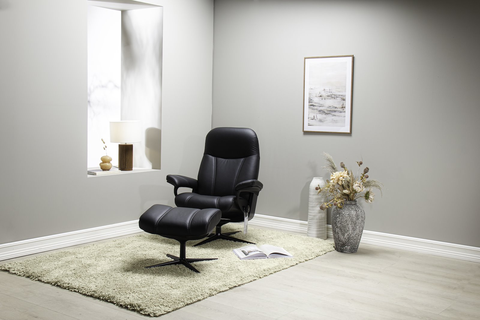 Mellow gulvteppe 160x230 Offwhite resirkulert garn 5cm, PET
