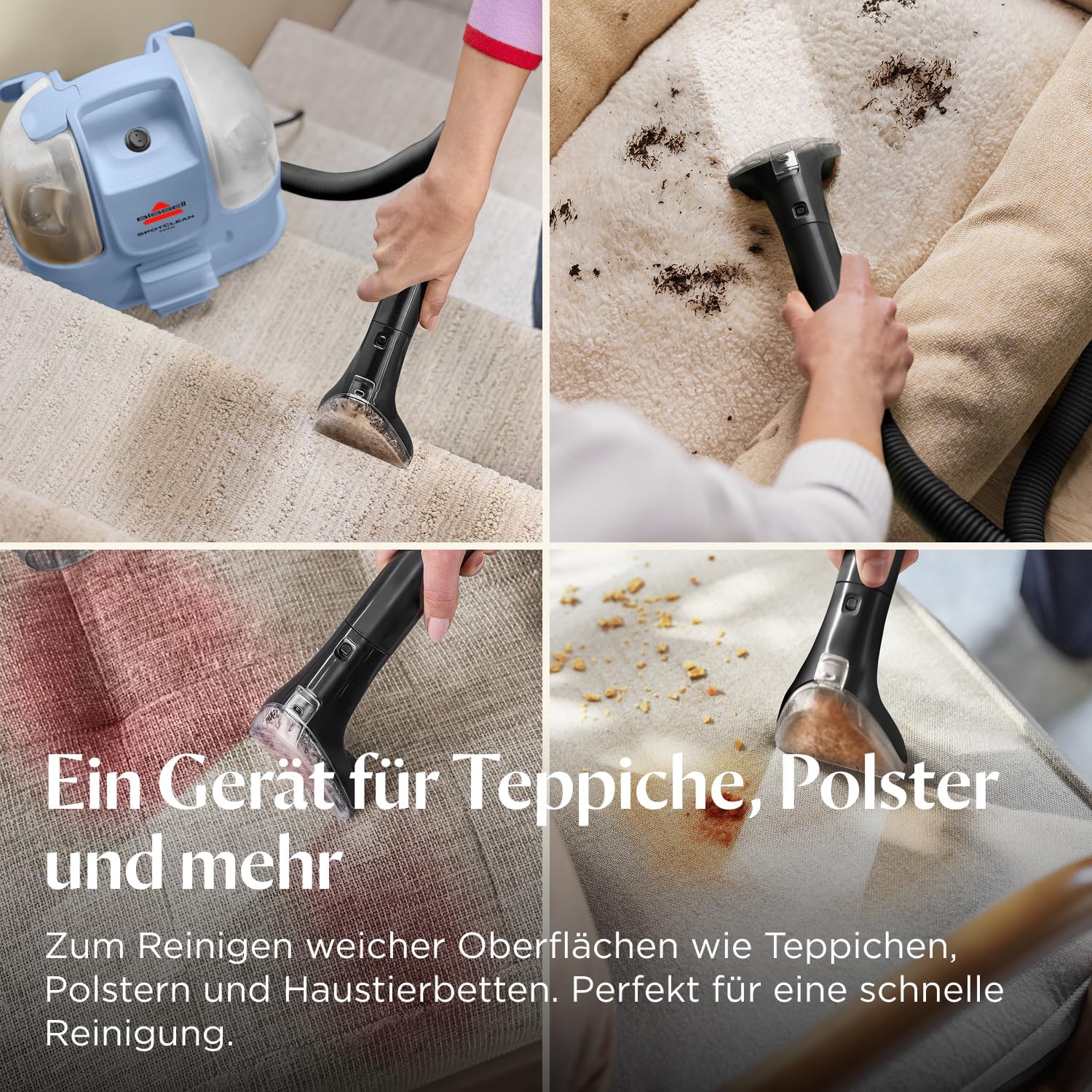 BISSELL SpotClean Mini Polsterreiniger Gerät mit Kabel, Tragbarer Teppichreiniger, Ideal für schnelle Reinigungen, Kompakt & Leicht Waschsauger, Mobiler Nasssauger für Auto, Boot, Sofa & Mehr, 4103N