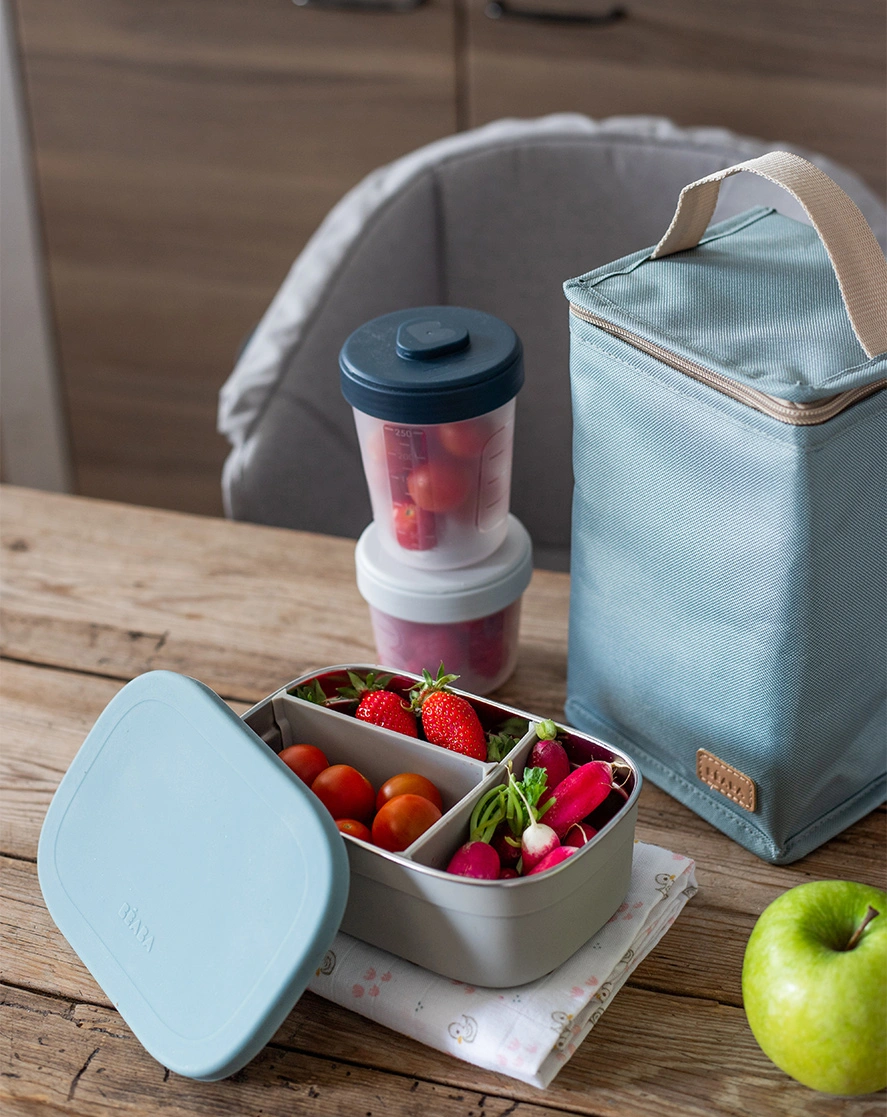 Edelstahl-Brotbox LUNCH mit Trenner in baltic blue