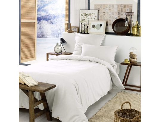 TERRE DE NUIT - Housse de couette flanelle blanc 260x240 cm