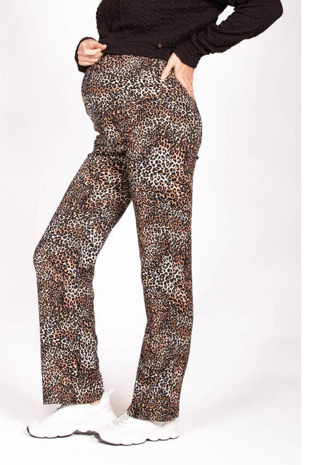 LOVE2WAIT regular fit zwangerschapsbroek met dierenprint bruin/beige/zwart