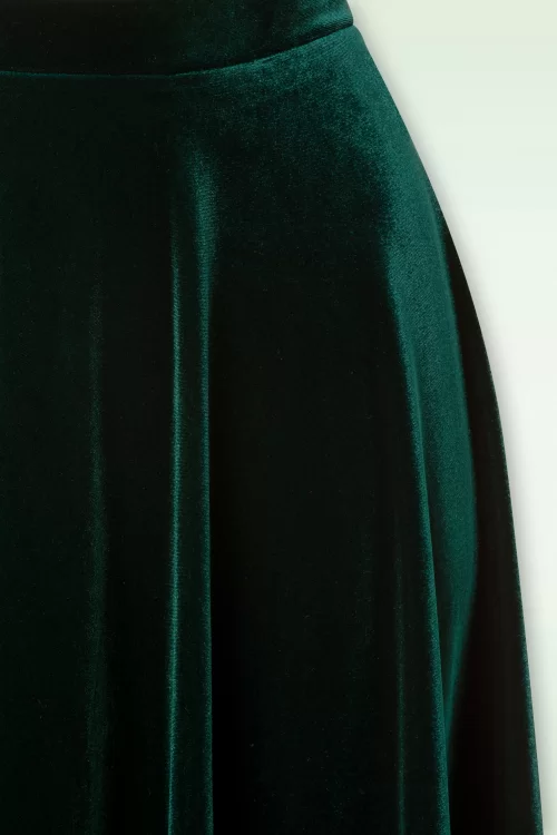 Vintage Chic for Topvintage Sheila swing rok in groen fluweel