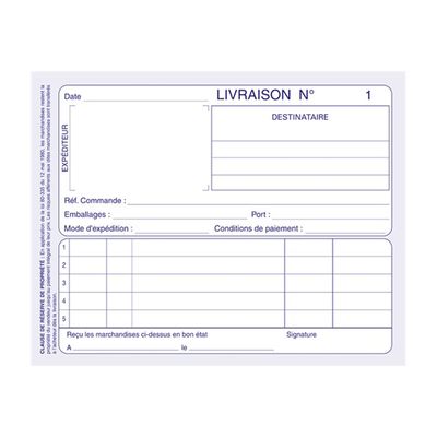ELVE - 10 Manifolds Carnets de livraisons - 50 dupli - 10,5 x 14 cm