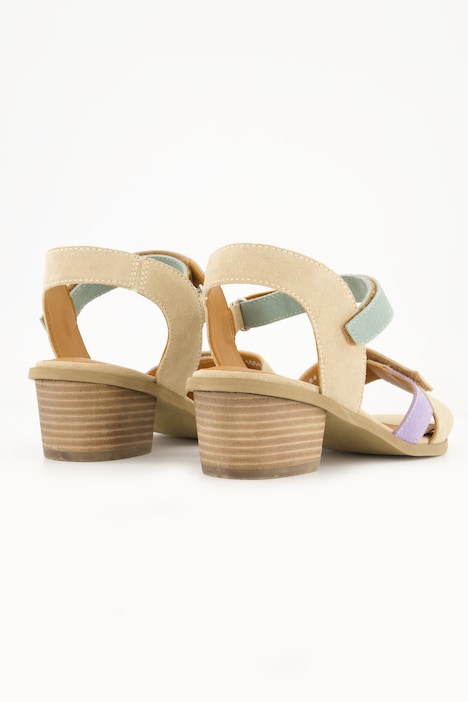 Leder-Sandalen, Klettriemen, mehrfarbig, Weite H