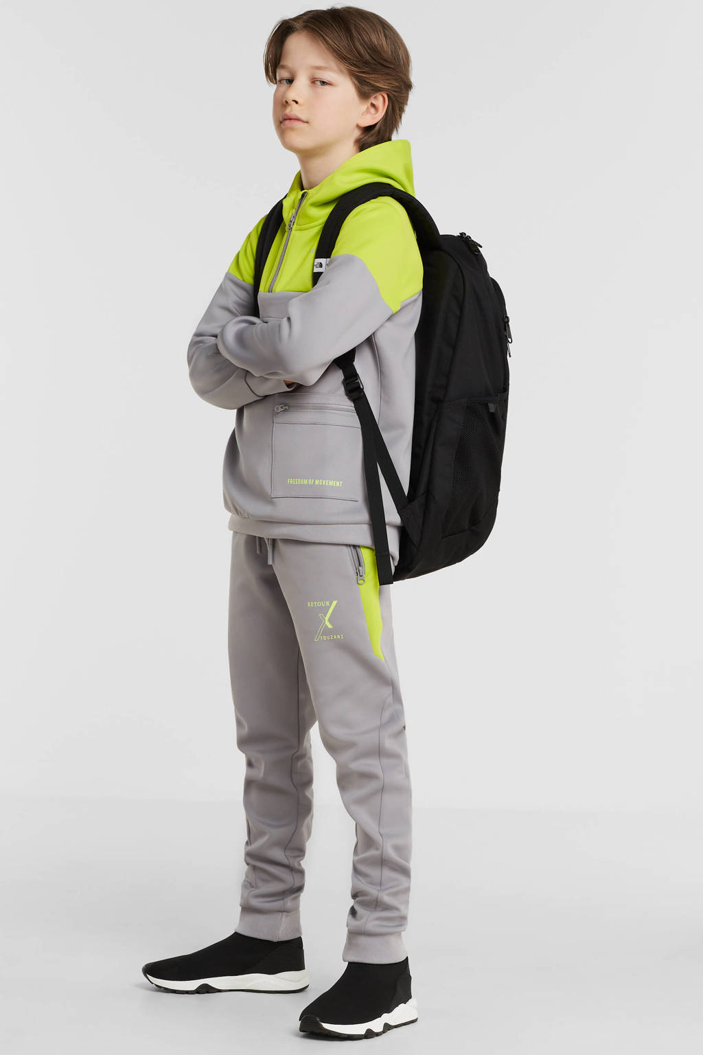 Retour Jeans hoodie Driver grijs/neon geel