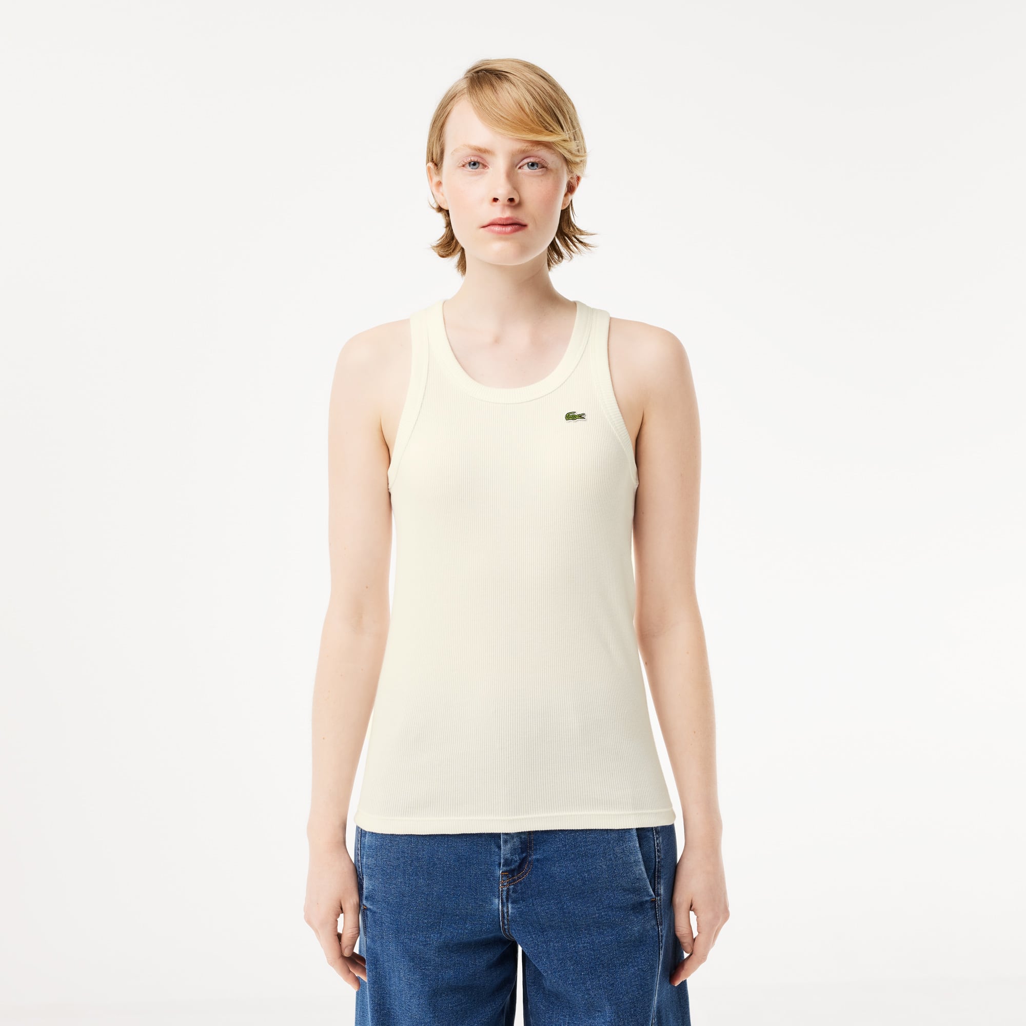 Débardeur femme Lacoste slim fit en coton biologique T-Shirts - Blanc - Lacoste - Femme