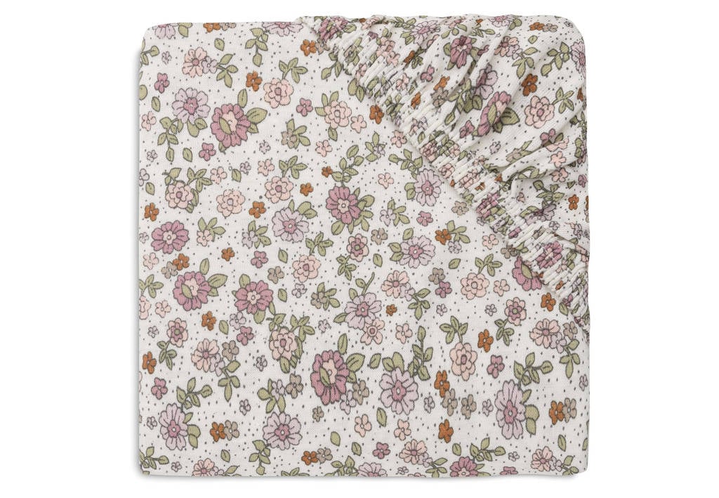 katoenen jersey ledikant hoeslaken 60x120cm Retro Flowers