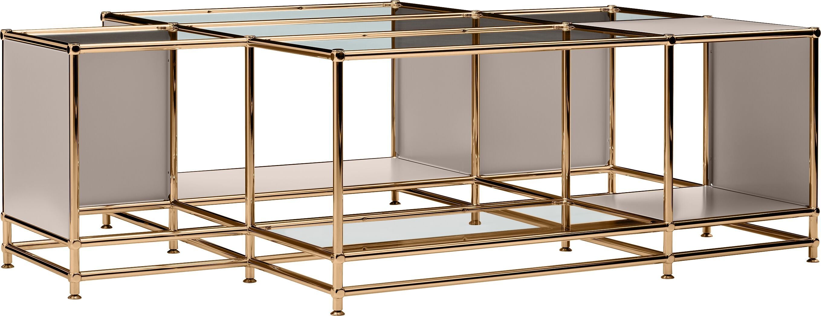 FLEXCUBE_Salontisch_Glas_taup/kupfer_152 - Taupe / B: 152.5 cm x T: 115.0 cm x H: 49.0 cm
