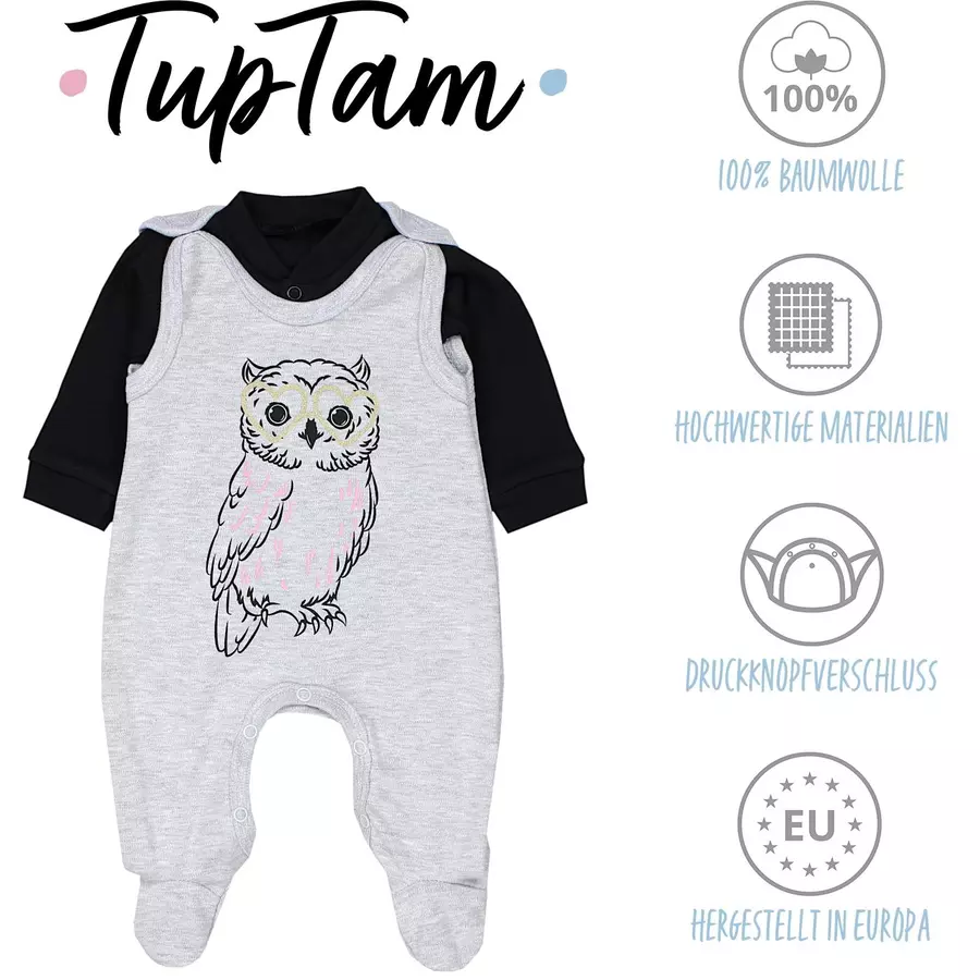 TupTam Baby Unisex Strampler-Set mit Aufdruck Spruch 2-tlg grauschwarz