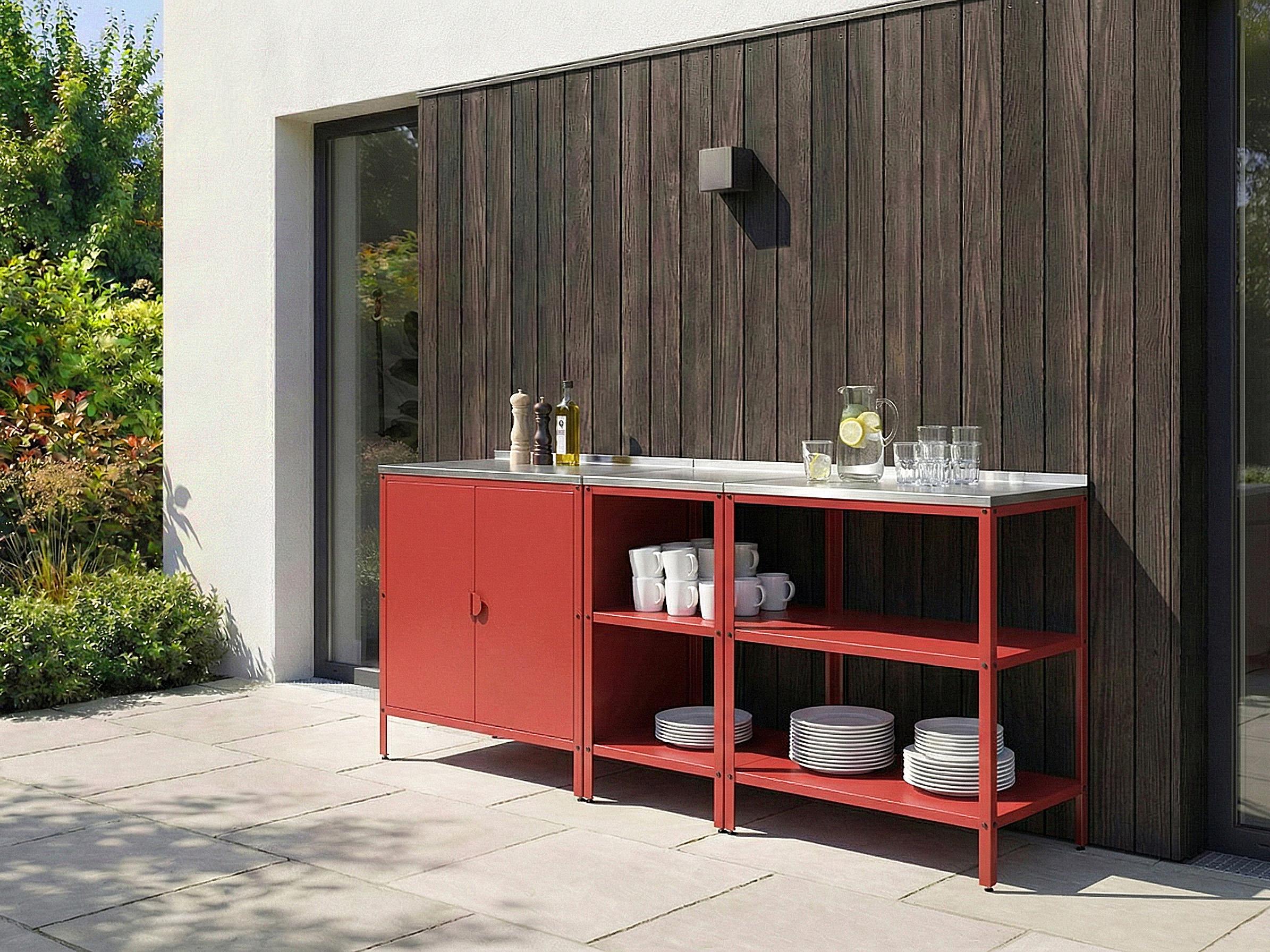 Tuin keukenset 3-delig VILAMA Metaal Rood