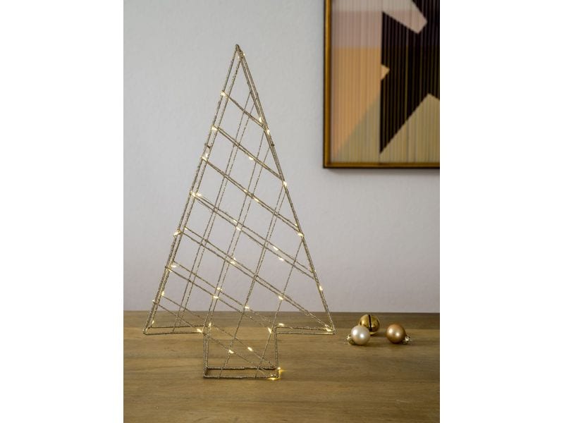 STT Tischdeko Svenja Star 3D Baum, 45 cm, Gold LED Weihnachtsdekoration