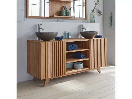 Meuble de salle de bain en teck massif 160 cm